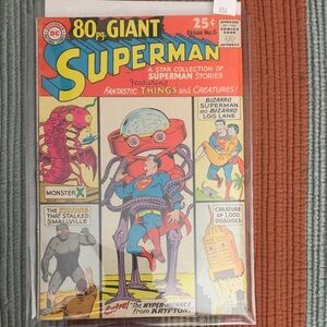 DC Superman Comic Cover Art in Red, Blue & Yellow
